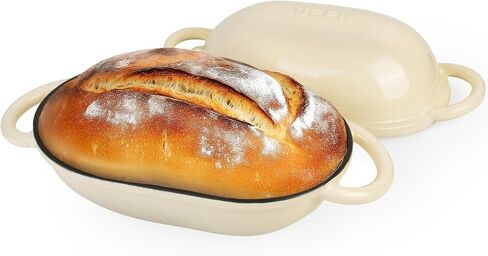 Dutch Oven for Bread Baking – Premium Cast Iron Pot with Lid – Perfect for Sourdough, Artisan Loaves & No-Knead Bread – 2 QT / 1.9L (Enameled, Round, Oven & Stovetop Safe), White in Saudi Arabia