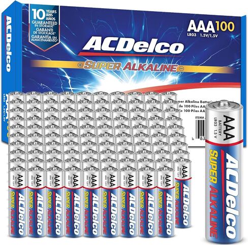 ACDelco AAA Batteries, Maximum Power Super Alkaline Battery, 10-Year Shelf Life, Recloseable Packaging, 100 Count in Saudi Arabia