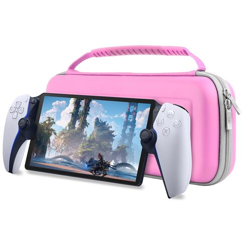 Orzly Carry Case designed for Playstation Portal remote player for PS5 Console holds accessories, Travel and Storage Protection for headset charger and more PINK/GREY - Gift box edition in Saudi Arabia