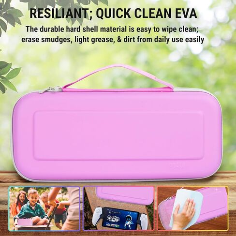 Orzly Carry Case designed for Playstation Portal remote player for PS5 Console holds accessories, Travel and Storage Protection for headset charger and more PINK/GREY - Gift box edition in Saudi Arabia