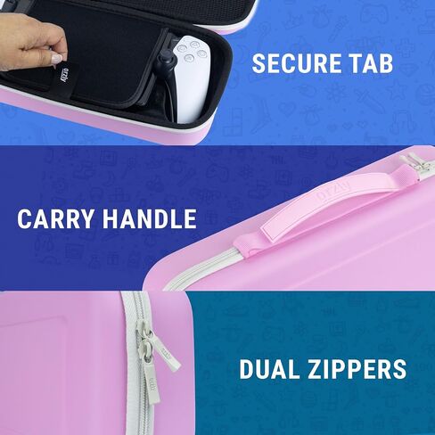 Orzly Carry Case designed for Playstation Portal remote player for PS5 Console holds accessories, Travel and Storage Protection for headset charger and more PINK/GREY - Gift box edition in Saudi Arabia