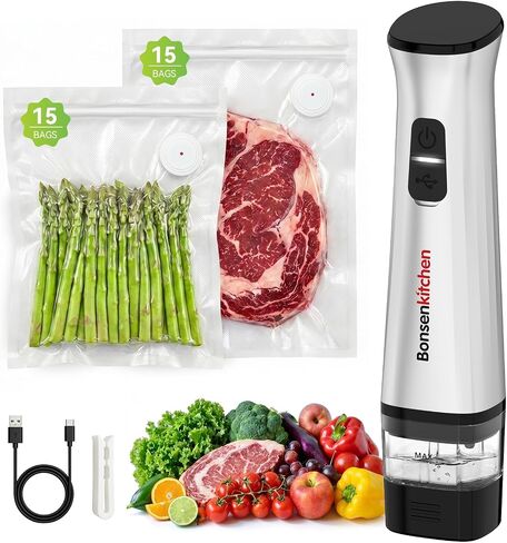 Bonsenkitchen Handheld Vacuum Sealer for Travel, 30 Reusable Bags in Saudi Arabia