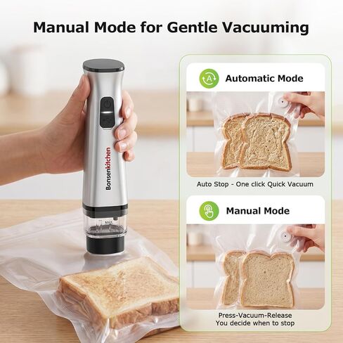 Bonsenkitchen Handheld Vacuum Sealer for Travel, 30 Reusable Bags in Saudi Arabia
