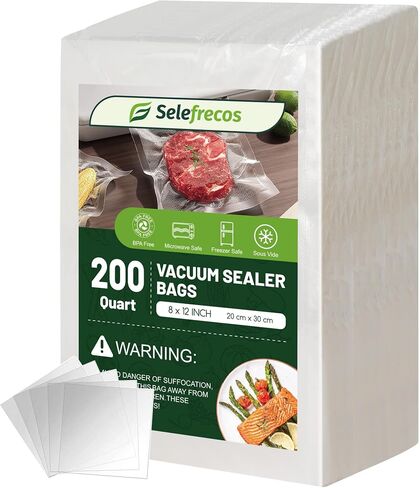 Vacuum Sealer Bags, 200 Quart BPA Free 8x12 Inch Vacuum Seal Bags for Food Saver, Seal a Meal, Weston. Heavy Duty Commercial Grade Vacuum Food Storage Bags for Sous Vide Freezer Vac Storage Meal Prep in Kuwait
