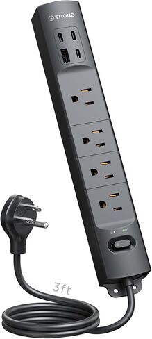 قطاع الطاقة الواقي من زيادة التيار المتصاعد على الحائط من تروند مع منافذ USB C، مدرج في قائمة ETL in Kuwait