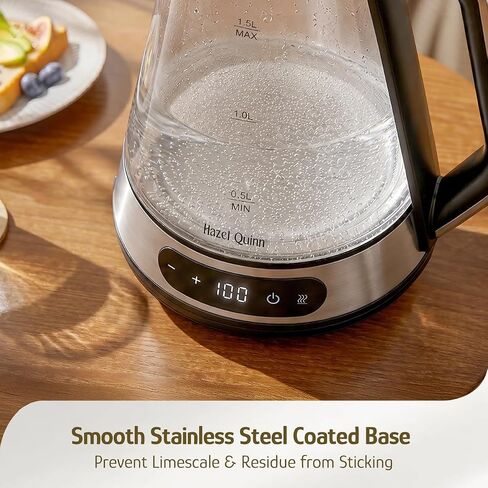Hazel Quinn Glass & Stainless Steel Electric Kettle, 1.5 Liters Tea Kettle in Kuwait