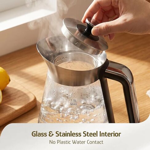 Hazel Quinn Glass & Stainless Steel Electric Kettle, 1.5 Liters Tea Kettle in Kuwait