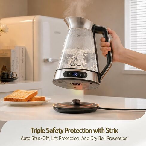 Hazel Quinn Glass & Stainless Steel Electric Kettle, 1.5 Liters Tea Kettle in Kuwait