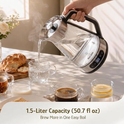 Hazel Quinn Glass & Stainless Steel Electric Kettle, 1.5 Liters Tea Kettle in Kuwait