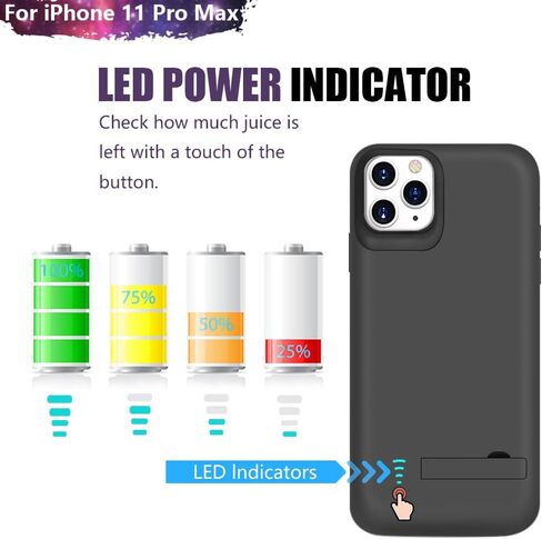 Sitong Battery Case for iPhone 11 Pro Max, 6000mAh Rechargeable Extended Battery Charging Charger Case, Add 110% Extra Juice, Support Wired Headphones Black in Kuwait