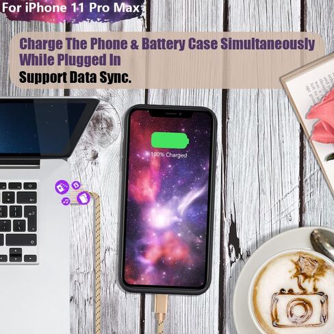 Sitong Battery Case for iPhone 11 Pro Max, 6000mAh Rechargeable Extended Battery Charging Charger Case, Add 110% Extra Juice, Support Wired Headphones Black in Kuwait