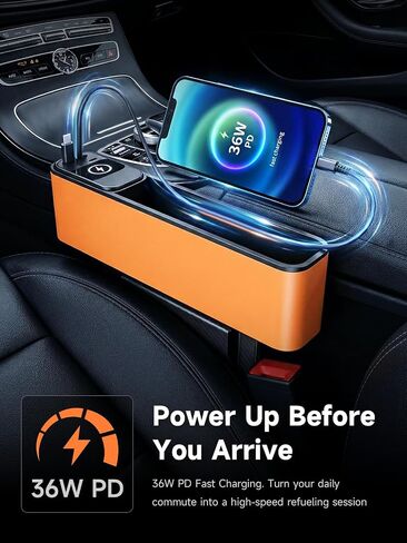 Elecshion Car Seat Gap Filler Organizer with 69W Retractable Car Charger in Saudi Arabia
