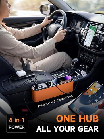 Elecshion Car Seat Gap Filler Organizer with 69W Retractable Car Charger in Saudi Arabia