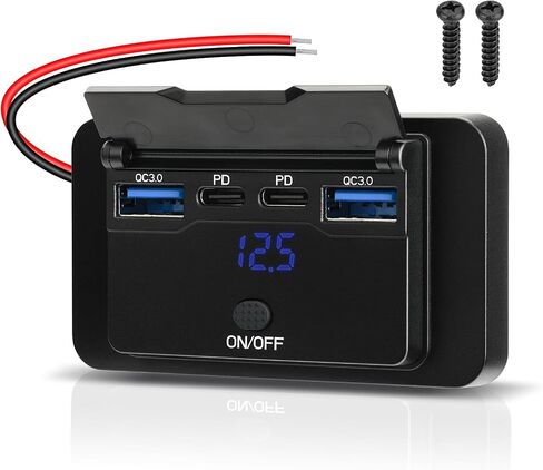 78W 12V USB Outlet, Dual PD 36W and Dual QC3.0, Voltmeter, Switch in Saudi Arabia