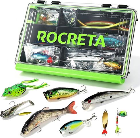 Fishing Lures Kit with Tackle Box, Trout, Bass Fishing Kit in Kuwait