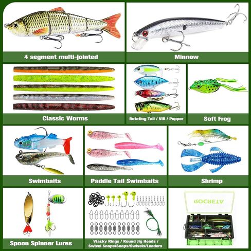 Fishing Lures Kit with Tackle Box, Trout, Bass Fishing Kit in Kuwait
