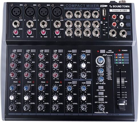 Sound Town Professional 12-Channel Audio Mixer with USB interface, Recording, EQ, Bluetooth, DSP and 48V Phantom (TRITON-A12BD) in Kuwait