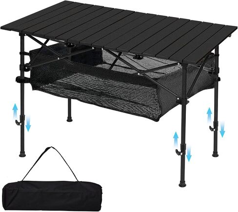SHANQUAN Camping Table Roll up Table, Fold up Lightweight Compact 2-4 Person Portable Adjustable Height Roll up Aluminum Table with Carry Bag for Outdoor, Camping, Picnic, Backyards, BBQ in Saudi Arabia