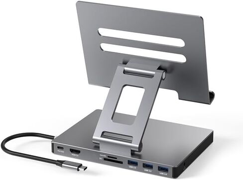 iPad Pro USB C Hub Stand, Multiport Adapter for iPad Pro M4 M3 M2 M1 13 12.9 11 Inch iPad Air Docking Station Foldable 4K 60Hz HDMI, PD Charging, SD/TF Card Reader, 3 USB 3.0, 3.5mm Audio in Saudi Arabia