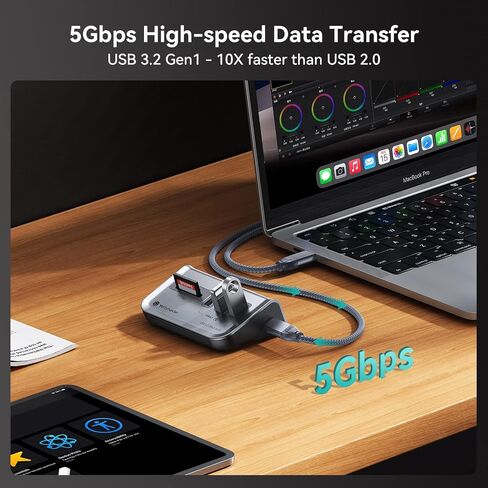 Yottamaster USB Hub with SD Card Reader, Triangle Desktop USB3.0 Hub with 3 USB A 3.0 Ports, TF & SD Card Reader with 1.64ft Cable for PC, Laptop (Not Support Charging) in Saudi Arabia