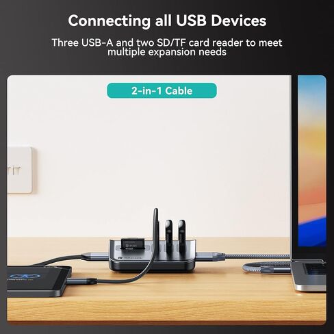 Yottamaster USB Hub with SD Card Reader, Triangle Desktop USB3.0 Hub with 3 USB A 3.0 Ports, TF & SD Card Reader with 1.64ft Cable for PC, Laptop (Not Support Charging) in Saudi Arabia