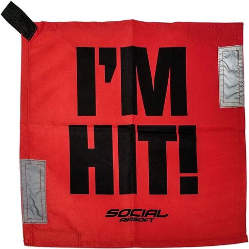 Social Airsoft Dead Rag, I'm Hit Red Kill Rag w/Hook & Loop Fastener and Reflective Strips in Saudi Arabia