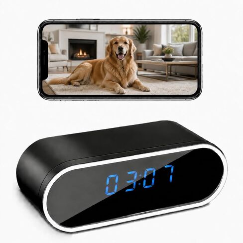 1080P HD WiFi Clock Hidden Camera, Wireless Indoor Security Spy Camera for Home Office,Surveillance Camera with Motion Detection & Night Vision, Remote Monitoring Nanny Cam for Baby Pet in Kuwait