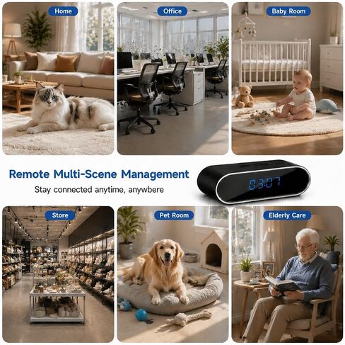 1080P HD WiFi Clock Hidden Camera, Wireless Indoor Security Spy Camera for Home Office,Surveillance Camera with Motion Detection & Night Vision, Remote Monitoring Nanny Cam for Baby Pet in Kuwait