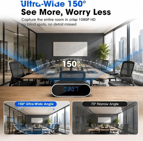 1080P HD WiFi Clock Hidden Camera, Wireless Indoor Security Spy Camera for Home Office,Surveillance Camera with Motion Detection & Night Vision, Remote Monitoring Nanny Cam for Baby Pet in Kuwait