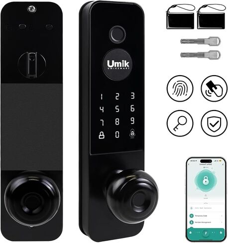 UMIKSMART Smart Door Lock, Fingerprint Keypad Lock, WiFi App, Matte Black in Saudi Arabia