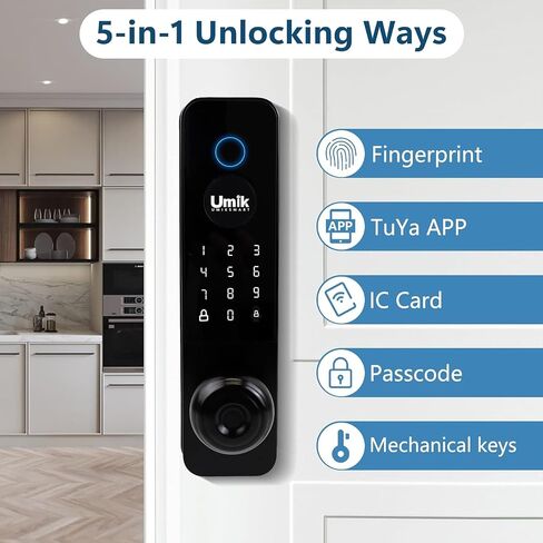 UMIKSMART Smart Door Lock, Fingerprint Keypad Lock, WiFi App, Matte Black in Saudi Arabia