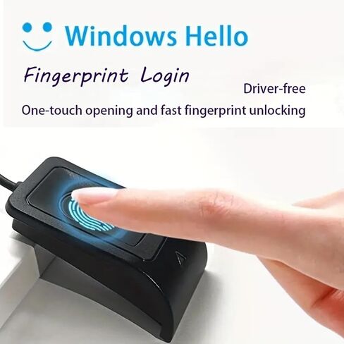 USB Fingerprint Reader for Windows 10 Hello, Biometric Fingerprint Scanner, High Security 508DPI Password Free Operation for PC Login & Office File Encryption in Saudi Arabia
