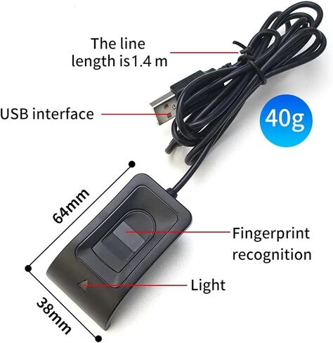 USB Fingerprint Reader for Windows 10 Hello, Biometric Fingerprint Scanner, High Security 508DPI Password Free Operation for PC Login & Office File Encryption in Saudi Arabia