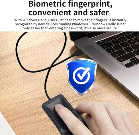 USB Fingerprint Reader for Windows 10 Hello, Biometric Fingerprint Scanner, High Security 508DPI Password Free Operation for PC Login & Office File Encryption in Saudi Arabia