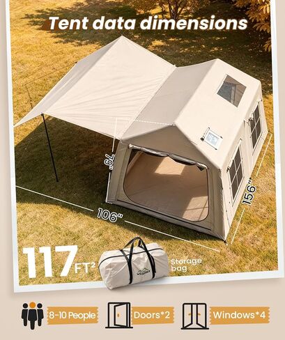 WildFinder Inflatable Tent with Awning, 116 ft² Blow Up Tent，Hot Tent in Saudi Arabia