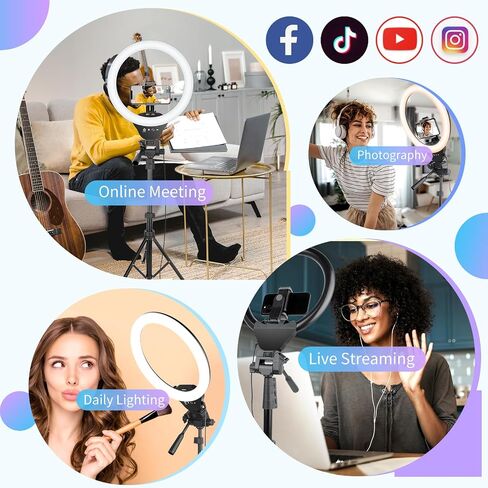 Sensyne 12-inch Ring Light with 67-inch Selfie Stick, Tripod and Phone Holder, Selfie Remote Control Circle Light for Live Stream/Video Recording/TikTok, Compatible with All Phones and Cameras in Saudi Arabia