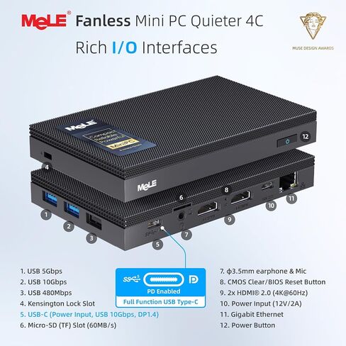 MeLE Quieter4C N150 Fanless Mini PC with Win-11-Pro 16GB RAM DDR4 512GB SSD in Saudi Arabia