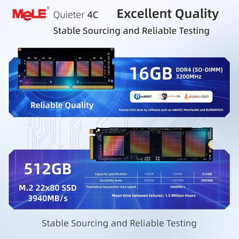 MeLE Quieter4C N150 Fanless Mini PC with Win-11-Pro 16GB RAM DDR4 512GB SSD in Saudi Arabia