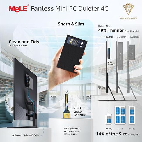 MeLE Quieter4C N150 Fanless Mini PC with Win-11-Pro 16GB RAM DDR4 512GB SSD in Saudi Arabia