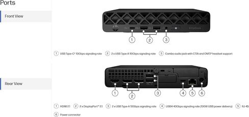HP EliteDesk 8 Mini G1a Business Desktop AI PC, AMD Ryzen 5 220 (> Intel i7-1255U), Radeon 740M Graphics, MFF, DP, Wi-Fi, IST Computer Customized 16GB/32GB/64GB DDR5 RAM, 512GB/1TB/2TB SSD, Win 11 Pro in Saudi Arabia