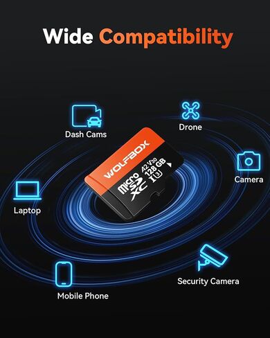 WOLFBOX 128GB MicroSD Memory Card for X5&I07 Dash Cam, U3 A2 V30 4K UHD, 100MB/s Read, Loop Recording Friendly in Saudi Arabia