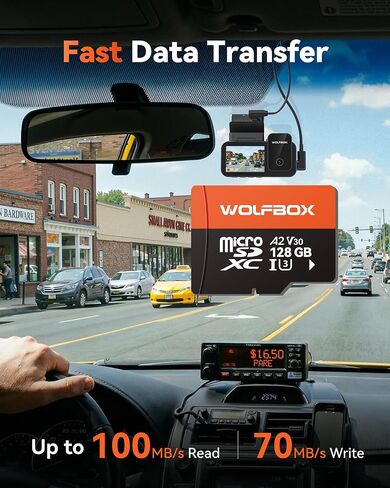 WOLFBOX 128GB MicroSD Memory Card for X5&I07 Dash Cam, U3 A2 V30 4K UHD, 100MB/s Read, Loop Recording Friendly in Saudi Arabia
