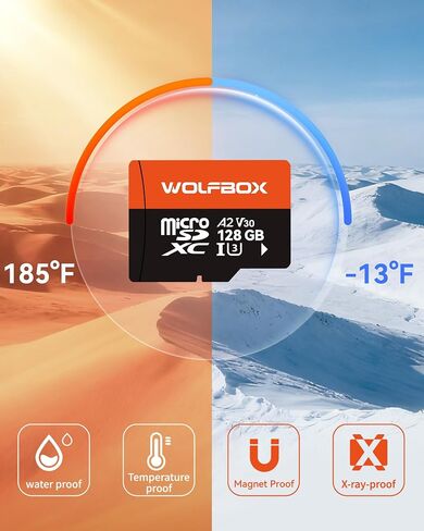 WOLFBOX 128GB MicroSD Memory Card for X5&I07 Dash Cam, U3 A2 V30 4K UHD, 100MB/s Read, Loop Recording Friendly in Saudi Arabia