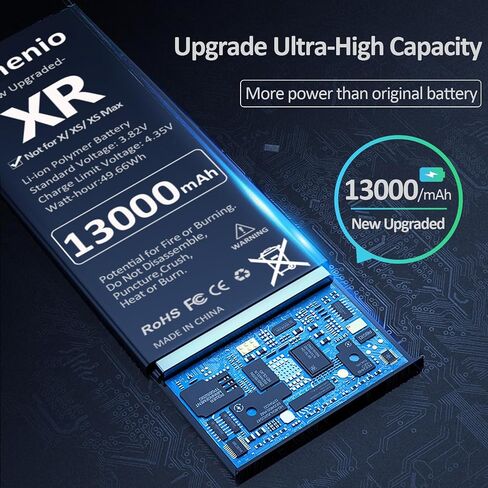 [13000 مللي أمبير] بطارية لهاتف iPhone XR، بطارية بديلة مطورة ذات سعة عالية للغاية لهاتف iPhone XR موديل A1984، A2105، A2106، A2108 مع مجموعة أدوات إصلاح كاملة in Kuwait