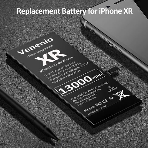 [13000 مللي أمبير] بطارية لهاتف iPhone XR، بطارية بديلة مطورة ذات سعة عالية للغاية لهاتف iPhone XR موديل A1984، A2105، A2106، A2108 مع مجموعة أدوات إصلاح كاملة in Kuwait