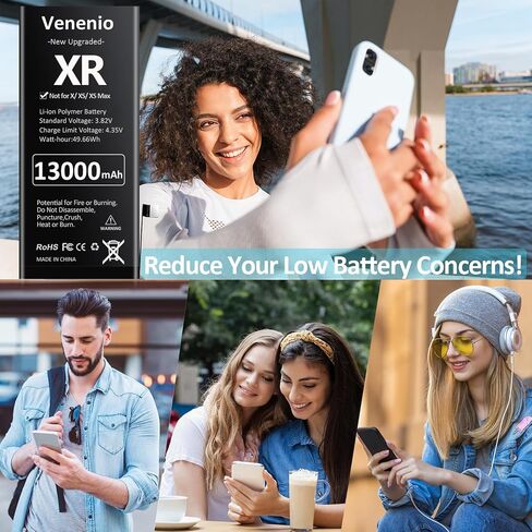 [13000 مللي أمبير] بطارية لهاتف iPhone XR، بطارية بديلة مطورة ذات سعة عالية للغاية لهاتف iPhone XR موديل A1984، A2105، A2106، A2108 مع مجموعة أدوات إصلاح كاملة in Kuwait