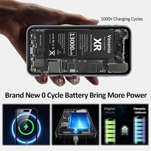 [13000 مللي أمبير] بطارية لهاتف iPhone XR، بطارية بديلة مطورة ذات سعة عالية للغاية لهاتف iPhone XR موديل A1984، A2105، A2106، A2108 مع مجموعة أدوات إصلاح كاملة in Kuwait