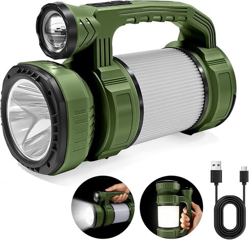 Handheld LED Rechargeable Spotlight Flashlight Lantern, Green in Saudi Arabia