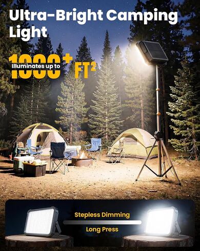 Solar Camping Lantern, 26800mAh Ultra Long Lasting Rechargeable LED Lantern with 4 Light Modes, IP65 Waterproof Portable Tent Light for Power Outage, Emergency, Hiking, Camping Essentials in Saudi Arabia