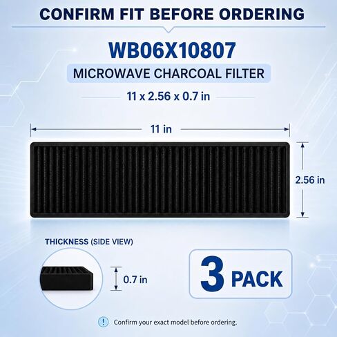 3 Pack WB06X10807 Microwave Charcoal Filter Replacement, Compatible with GE Models JVM7195SK6SS, JVM7195EK6ES, JNM7196SK6SS, JNM7196DK5BB, JVM7195DK5WW, JVM7195EK5ES, PNM9216SK5SS, PVM9005SJ8SS in Kuwait